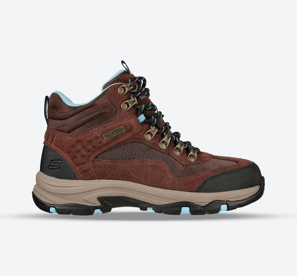 Botas de senderismo impermeables para exteriores Skechers Trego Base Camp 167008 de corte ancho para mujer